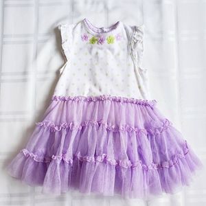 LITTLE ME 24 Month white dress with purple tulle skirt